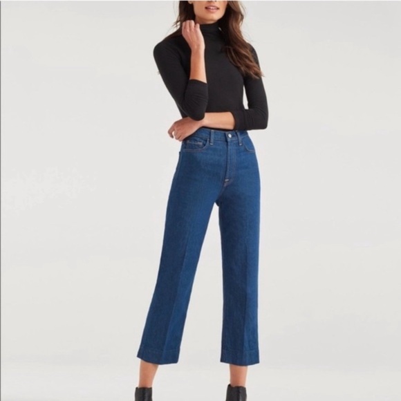 7 For All Mankind Baby Jo Cropped Trouser Jeans Avant High Rise Women's 27 - Picture 10 of 14